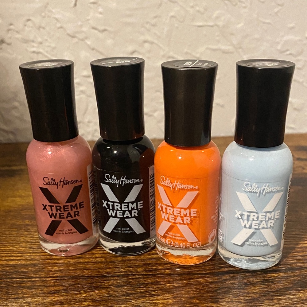 Sally Hansen Xtreme Wear Nail Polish Set - Pink, Black, Orange, Blue